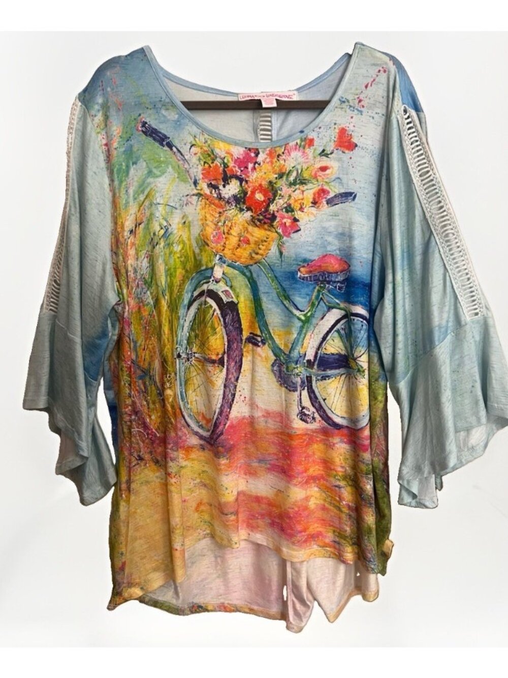 Leoma Lovegrove Bicycle Art Tunic Top Colorful Shirt Womens Size XXL.     Hh